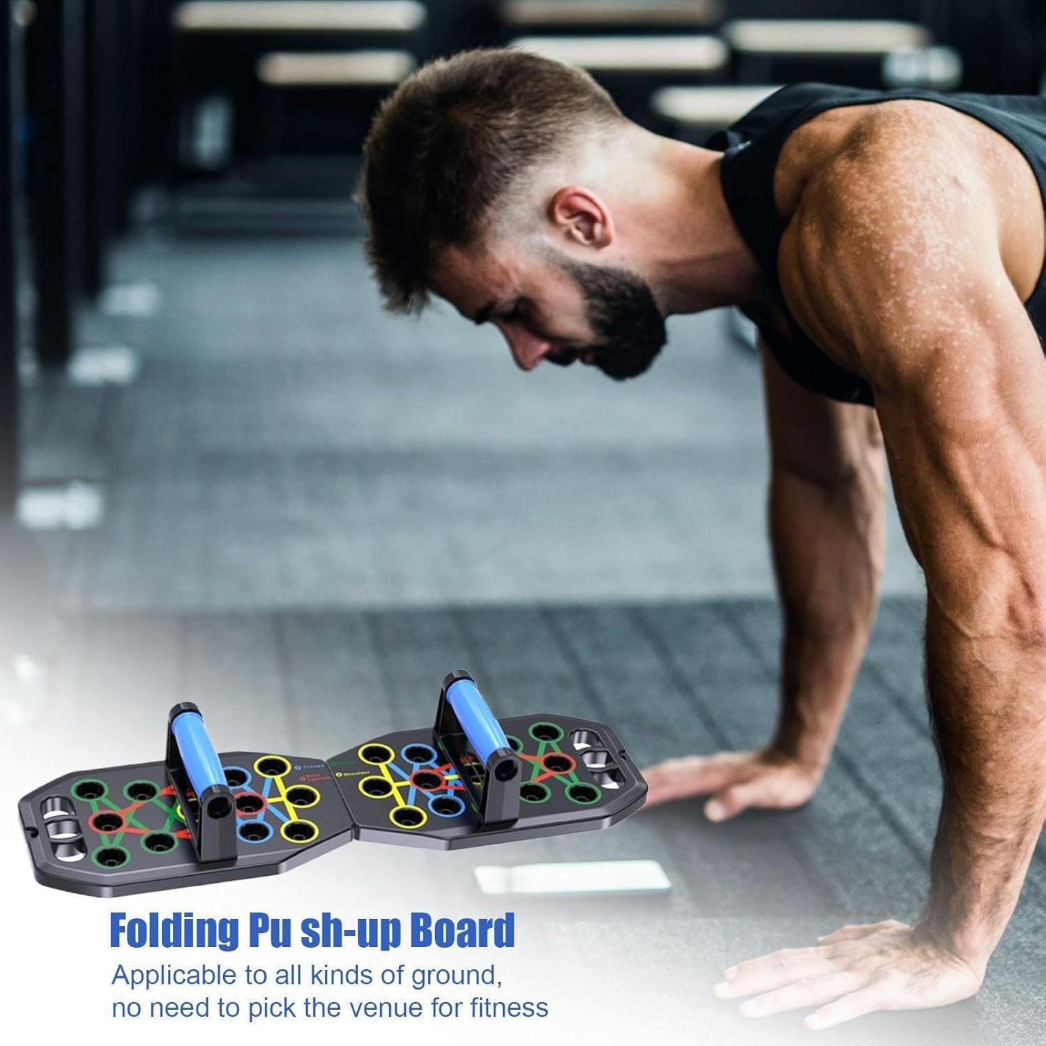 プッシュアップボード - 折りたたみ式の腕立て伏せボード|家庭用訓練機器|滑り止めの腕立て伏せは、男性用のボード、筋肉の運動とフィットネスのためのホームワークアウト機器を支持します - 이미지 2