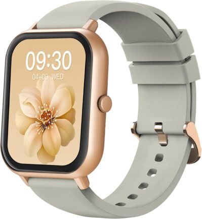 モノマムクラシックスマートウォッチ、レディース、iPhone互換、Android互換性、小さな、バンド幅0.8インチ（20 mm）、メンズ、アクティビティトラッカー、ライン通知（Dusty Beige）