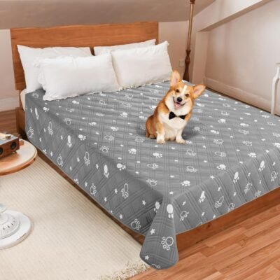 LOOBANI防水カバー、ベッド、防水シート、シングル、ダブルベッド、犬と猫用、ベッドカバー、防水、ソファ、防水シート、漏れ防止、滑り止め、家具プロテクター、洗浄可能な全体、咬傷