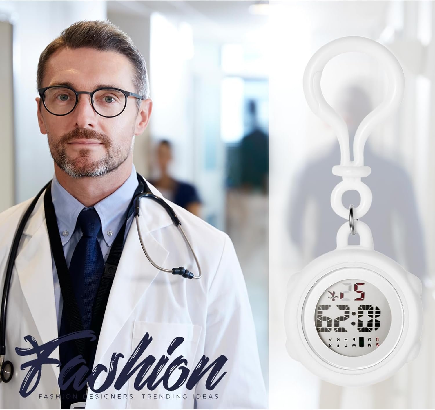 カラビナーウォッチ、キーチェーン、時計、デジタルシリコン:クリップウォッチ、ストップウォッチ、カレンダー、目覚まし時計、防水、懐中時計、スタイリッシュ - クライミング、エクスカーション、ランニング、スポーツ、屋外アクセサリー、ホワイト - 이미지 7