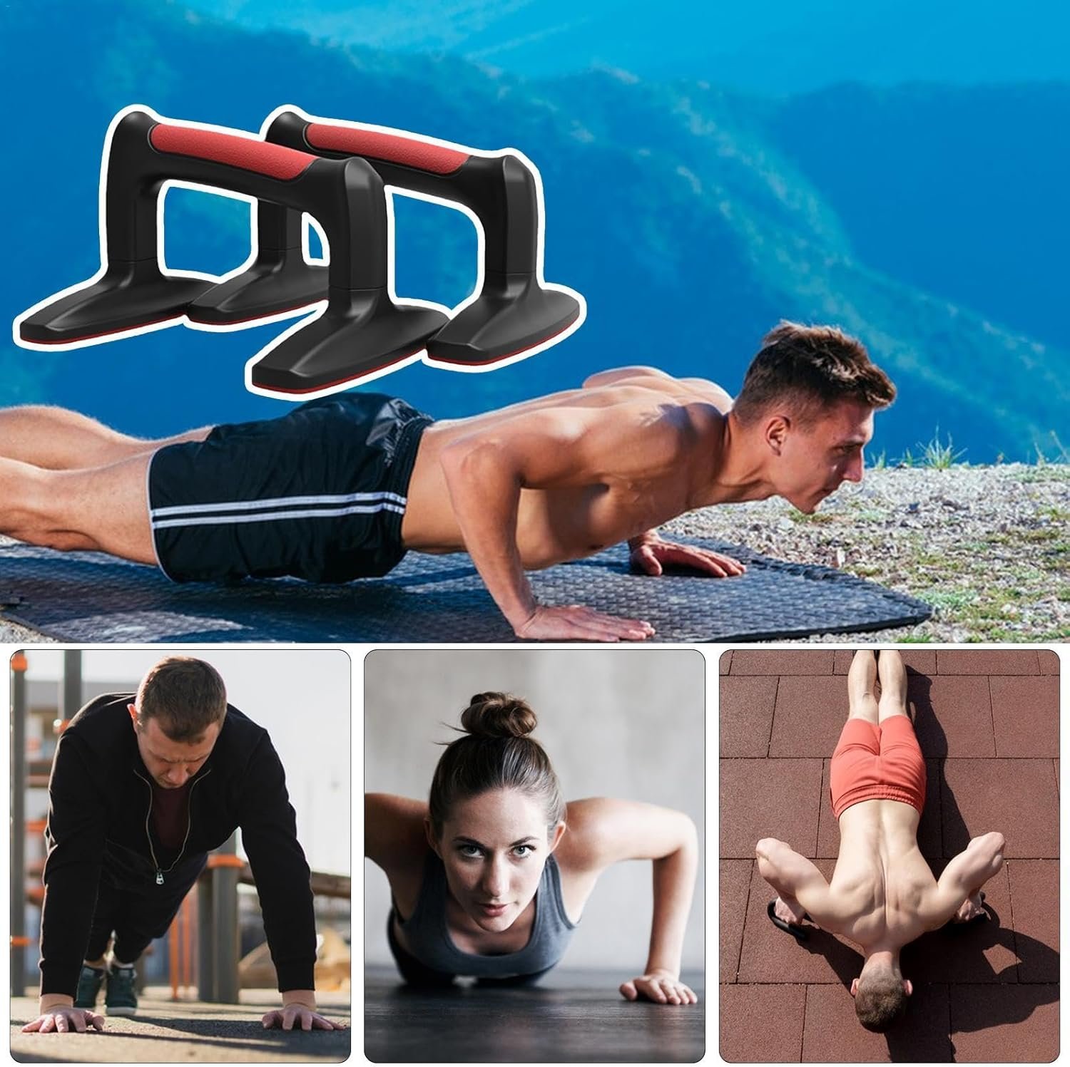 プッシュアップハンドル、プッシュアップスタンドハンドル - プッシュアップブラケット付きのプッシュアップスタンド1ペア - 滑り止め耐久性のある建設ポータブル人間工学に基づいたフィットネスフロアトレーニングのためのプッシュアップスタンドハンドル、トレーニング - 이미지 4