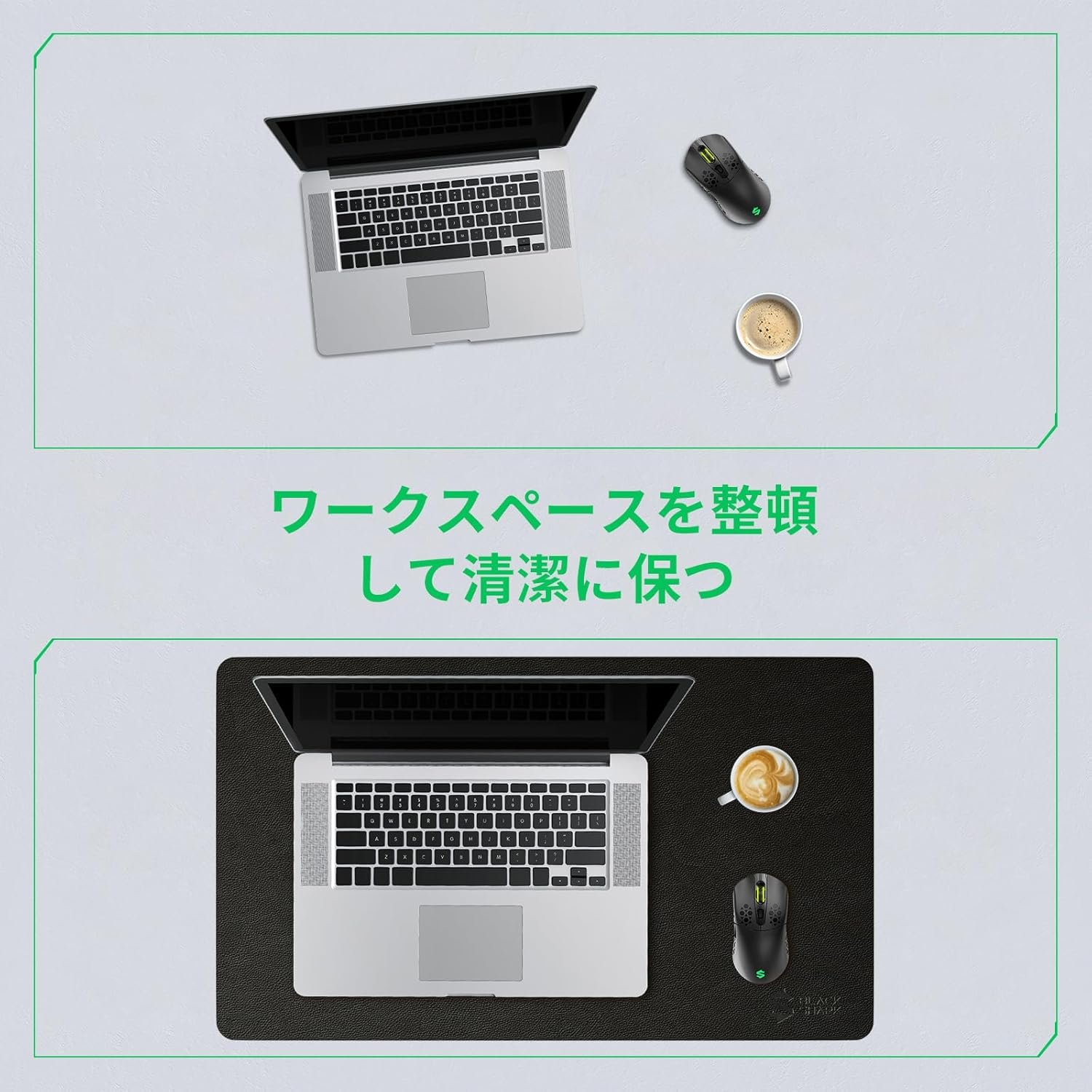 ブラックサメの非滑り止めデスクマット、ゲーミングマウスパッド(600mm x 350mm x 3mm)、簡単なクリーンラップトップキーボードマウスパッド、ライティングパッド、防水デスクトッププロテクター、オフィス/ホームに適した - マンタP8ブラック - 이미지 6