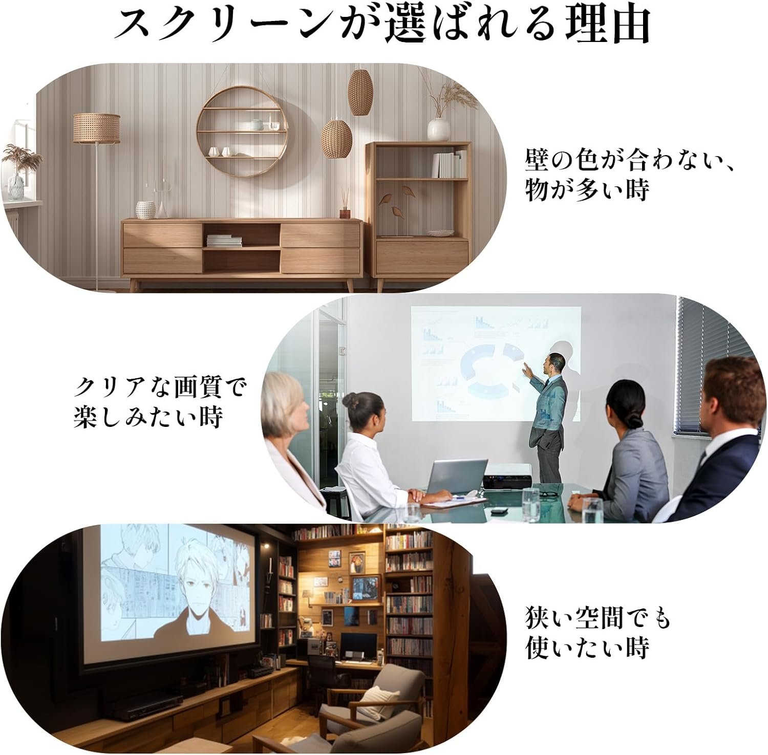 プロジェクタースクリーン100 "ウォールマウント簡単な設置折りたた160°視聴角度大きなスクリーン16:9洗える耐久性のあるカビ耐性軽量キャリープロジェクションスクリーンクロスホームシアター用 - 이미지 2