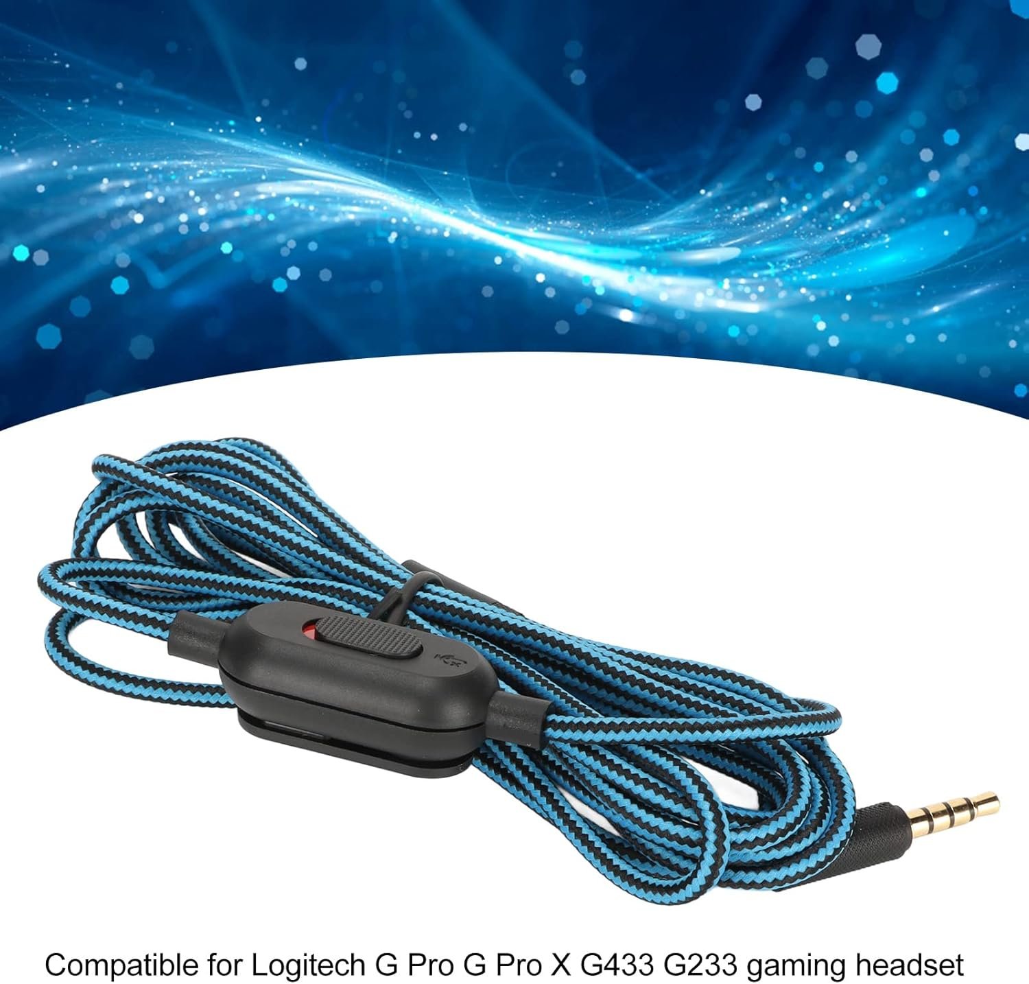 Logitechsのゲームヘッドセットケーブル交換G Pro G Pro X G433 G233ゲームヘッドセット織りイヤホンコードゲームヘッドセットケーブル(青) - 이미지 3