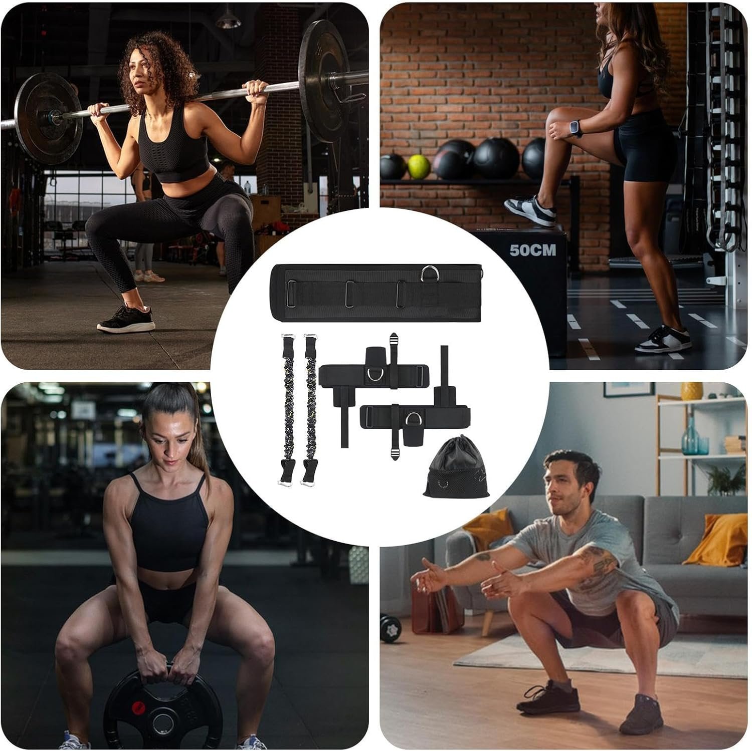 垂直ジャンプセット -スピードトレーニングキット、レジスタンスジャンプバンド | 100 ポンドのレッグパワーフィットネスシステム、プライオメトリックアジリティ機器、ゲームの準備中のプレーヤー向けの筋力ツール - 이미지 4