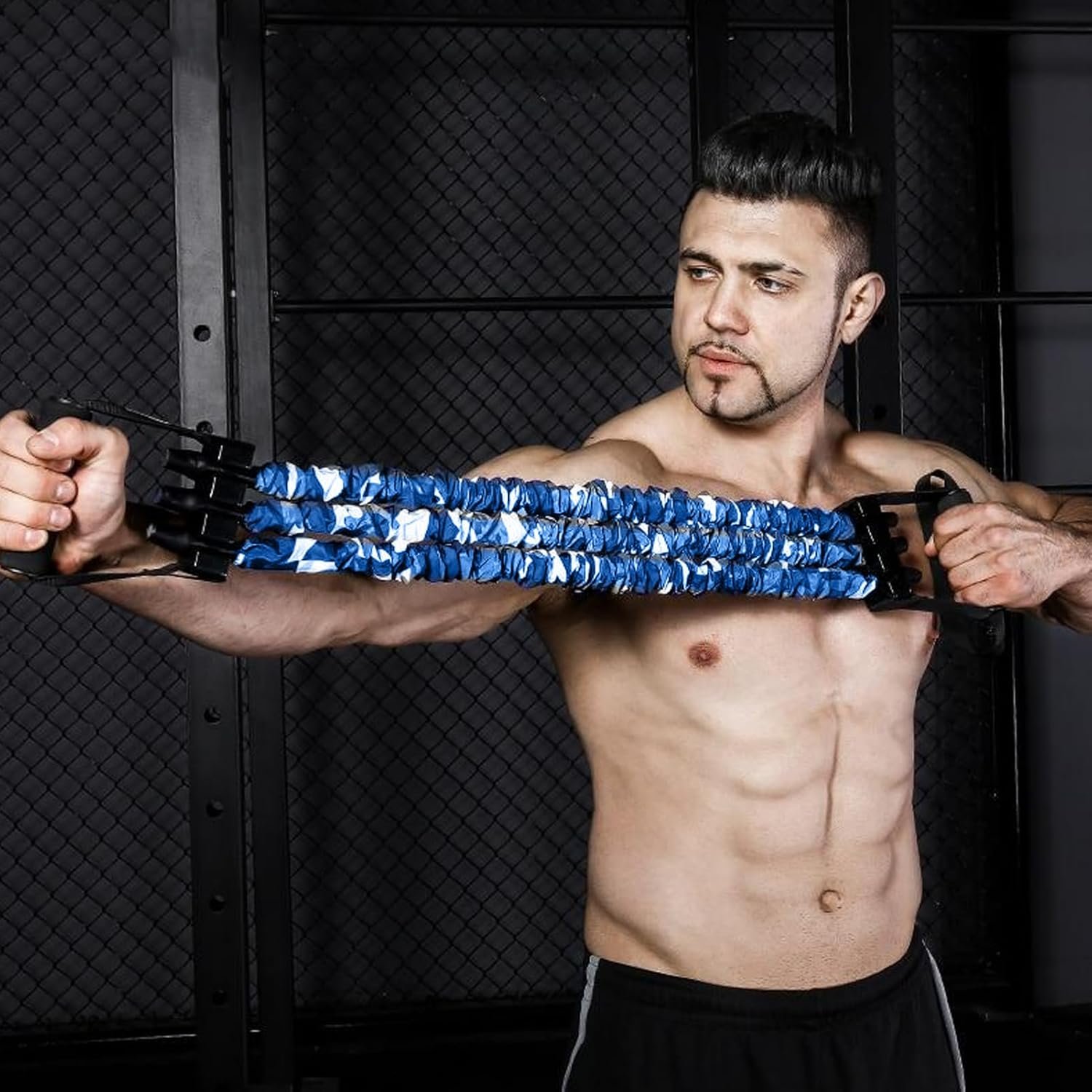 トレーニングストレッチバンド、エクササイズストレッチバンド、胸エキスパンダーとペダルプーラー、スポーツ用の軽量3ホール抵抗ストレッチャー、ヨガ、ジム、リハビリテーション、エクササイズ - 이미지 8