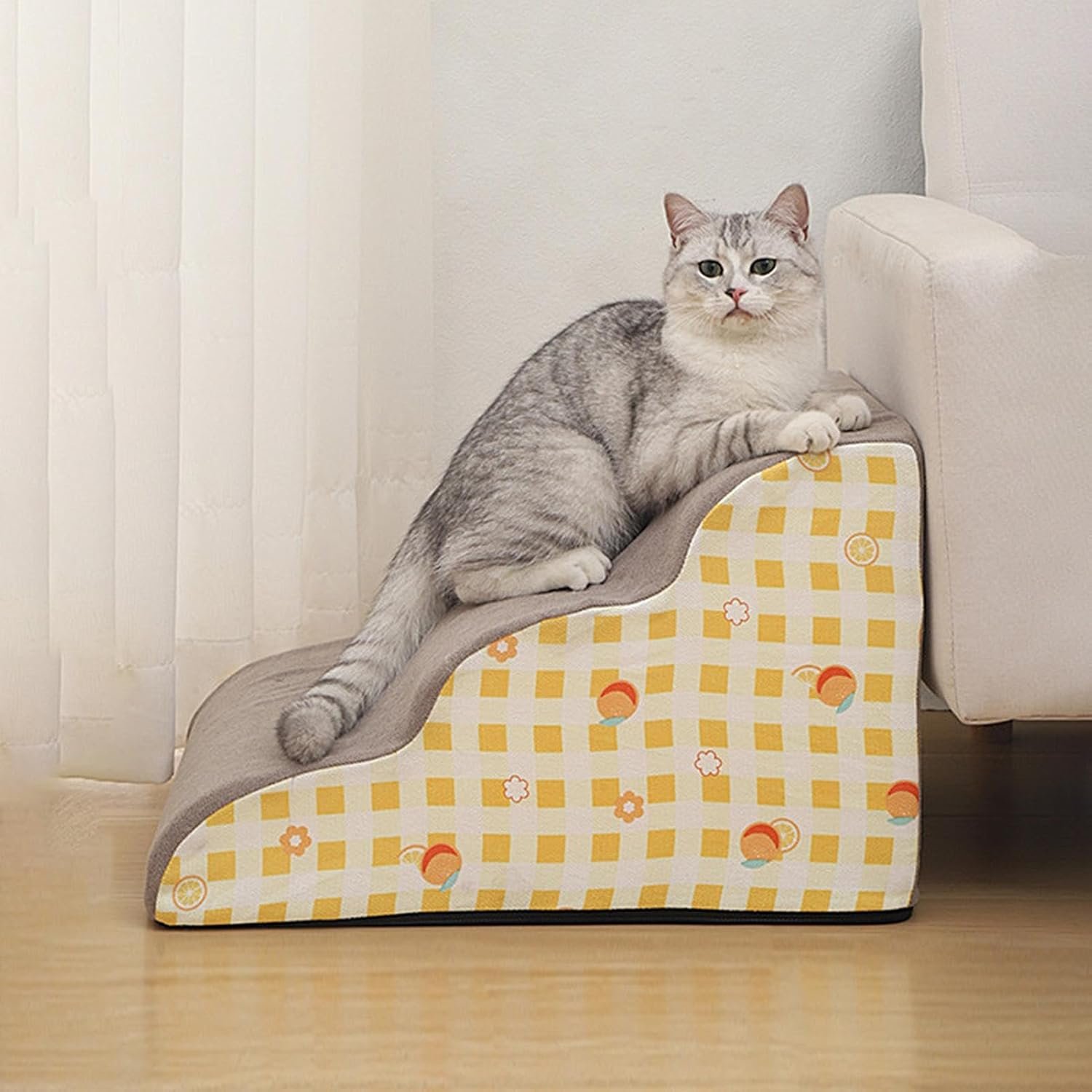 ペット用階段はしご -ペット用ソフトフォームステップランプ、滑り止め犬用ステップ階段 | 猫、子犬、子猫用フォームはしご、ソファベッドのクライミング補助、室内での日常使用、家庭用家具へのアクセス - 이미지 3