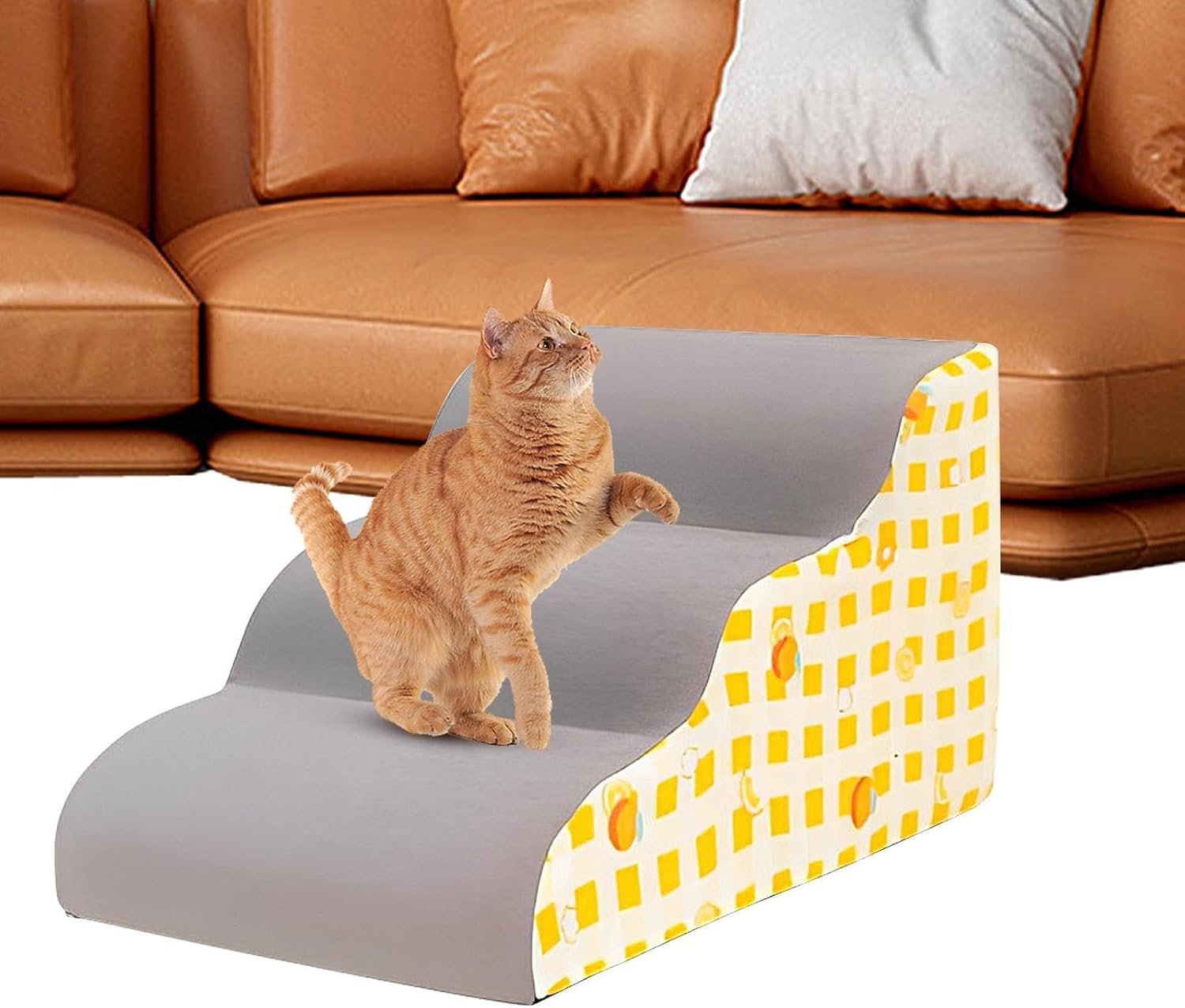 ペット用階段はしご -ペット用ソフトフォームステップランプ、滑り止め犬用ステップ階段 | 猫、子犬、子猫用フォームはしご、ソファベッドのクライミング補助、室内での日常使用、家庭用家具へのアクセス - 이미지 8