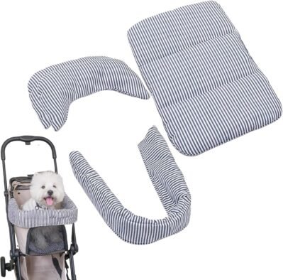 犬ベビーカーマット – 洗えるライナー|ペットベビーカー用の防水クッション、猫キャリア用の柔らかい滑り止めベッド枕、屋外散歩用の快適な動物カートパッド、旅行、便利なポータブル