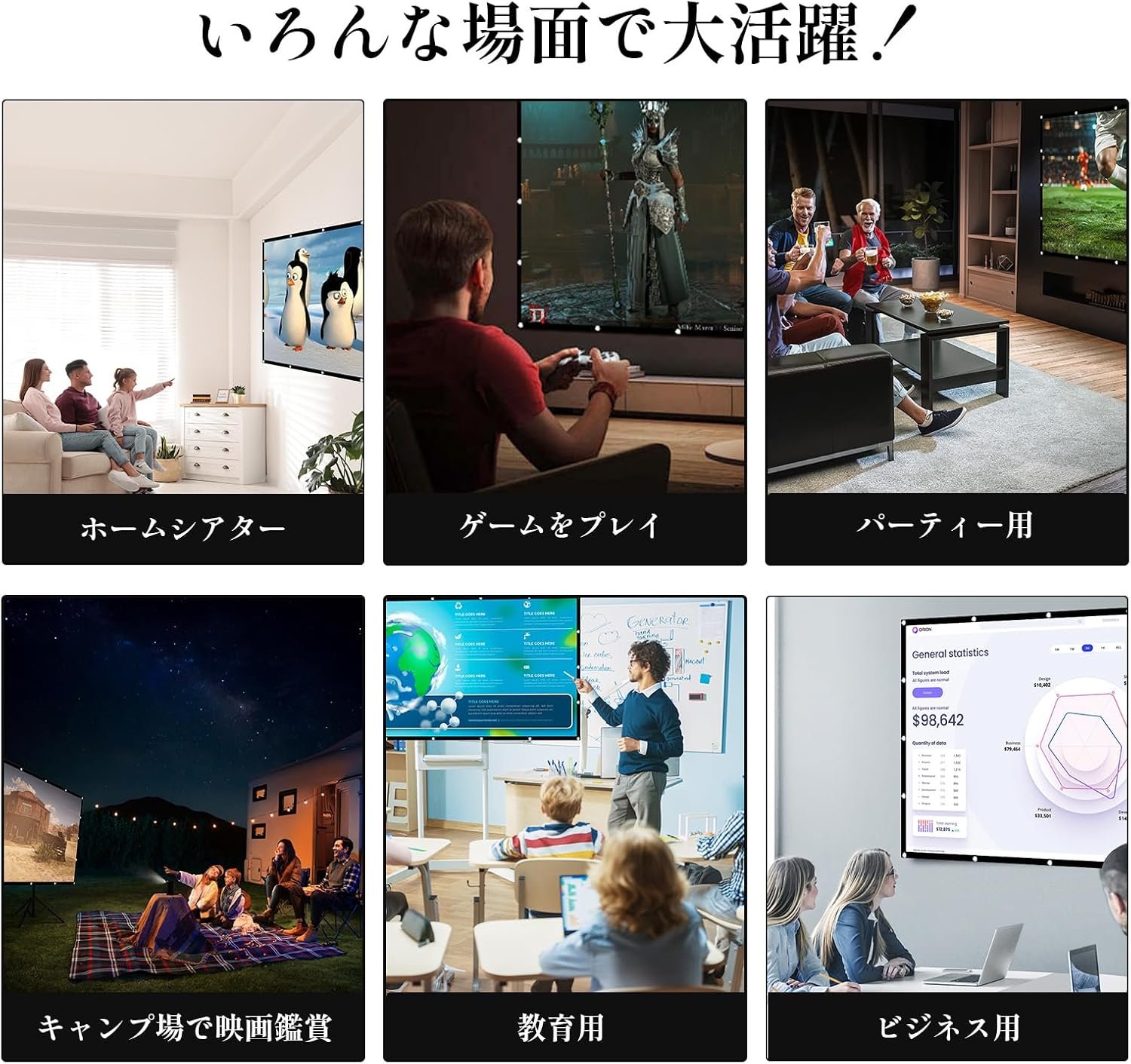 プロジェクタースクリーン100 "ウォールマウント簡単な設置折りたた160°視聴角度大きなスクリーン16:9洗える耐久性のあるカビ耐性軽量キャリープロジェクションスクリーンクロスホームシアター用 - 이미지 8