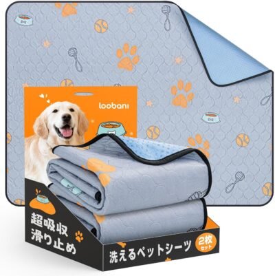LOOBANI洗えるペットシート、超吸収剤、ペットマット、防水性、アンチスリップ、ピーマット、クイック乾燥、リークプルーフ、洗濯機洗え、スタイリッシュなデザイン、かわいいパターン、再利用可能な脱臭、看護、