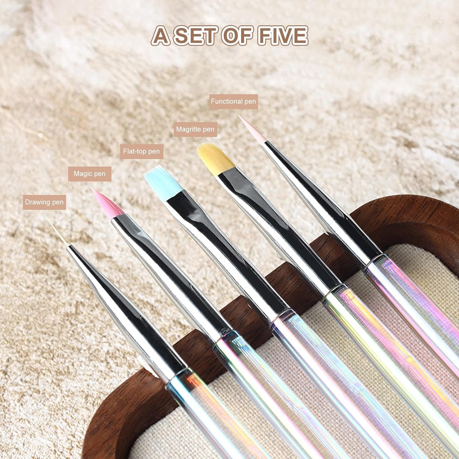 5PCSプロフェッショナルネイル正確なストライピングとディテールのためのアートブラシペンマニキュアアートアクセサリーフィンティックラインネイルブラシ - 이미지 2