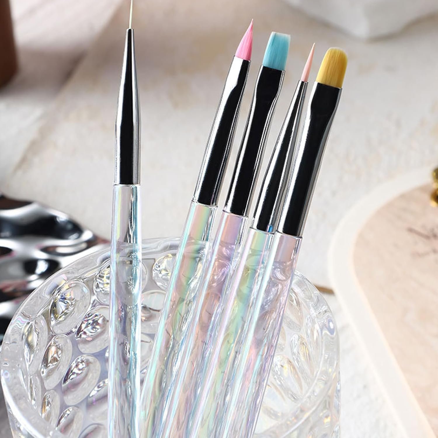 5PCSプロフェッショナルネイル正確なストライピングとディテールのためのアートブラシペンマニキュアアートアクセサリーフィンティックラインネイルブラシ - 이미지 4