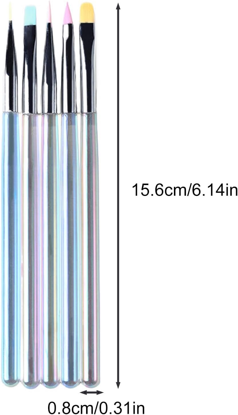 5PCSプロフェッショナルネイル正確なストライピングとディテールのためのアートブラシペンマニキュアアートアクセサリーフィンティックラインネイルブラシ - 이미지 8