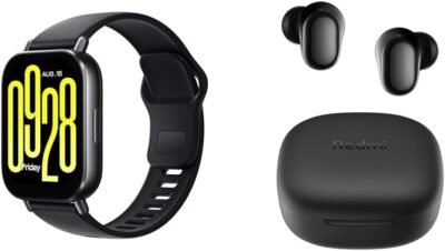 Xiaomi SmartWatch、Redmi Watch 5、Active 2インチ大画面ディスプレイ、Bluetooth Alexa、ミッドナイトブラック +ワイヤレスイヤホン、Redmi Buds 6 Play、36時間プレイタイム、AIはノイズリダクション、低レイテンシを呼び出します
