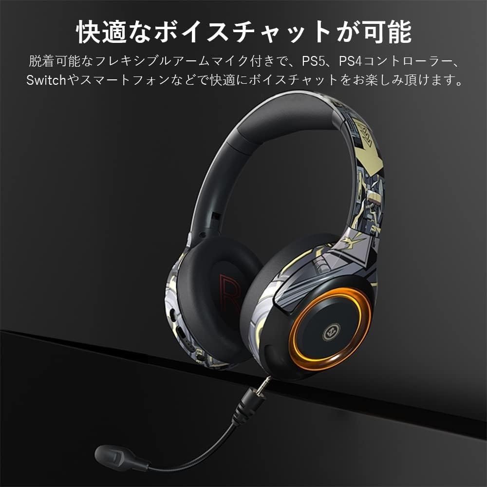OKCSC A2ゲーミングヘッドセット、ワイヤレス、有線およびワイヤレス、囲まれたタイプ、SDカード互換、低レイテンシ、約50時間の継続的使用、折りたたみ可能、落書きスタイル、互換性のある - 이미지 3