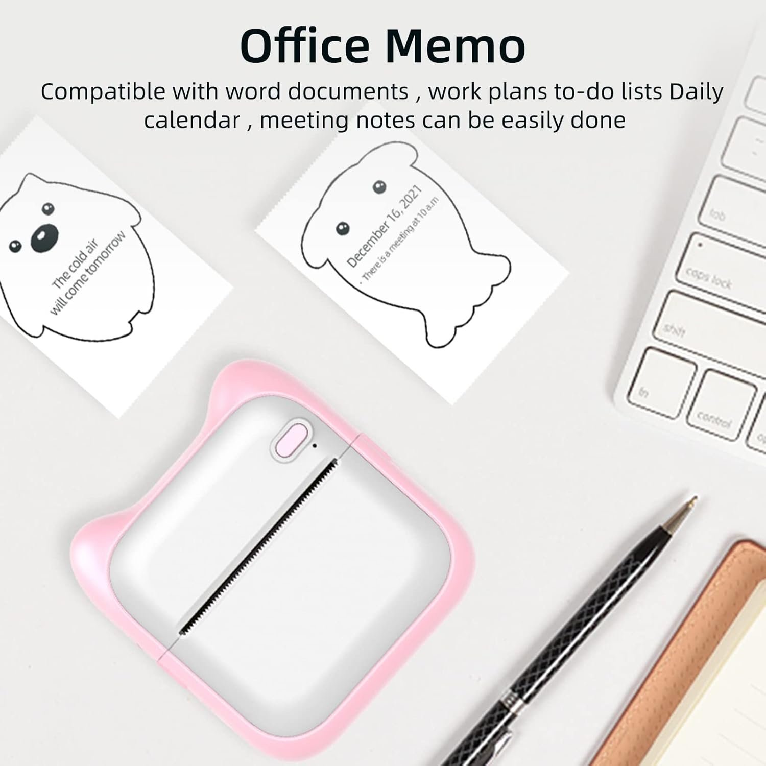 ミニポケットフォトプリンター、サーマルプリントマシン203DPIコネクテッド画像ラベルDIYクラフトリストメノノートブックジャーナル領収書紙インスタントプリンターステッカー付き10ロール付きインスタントプリンターステッカー - 이미지 9