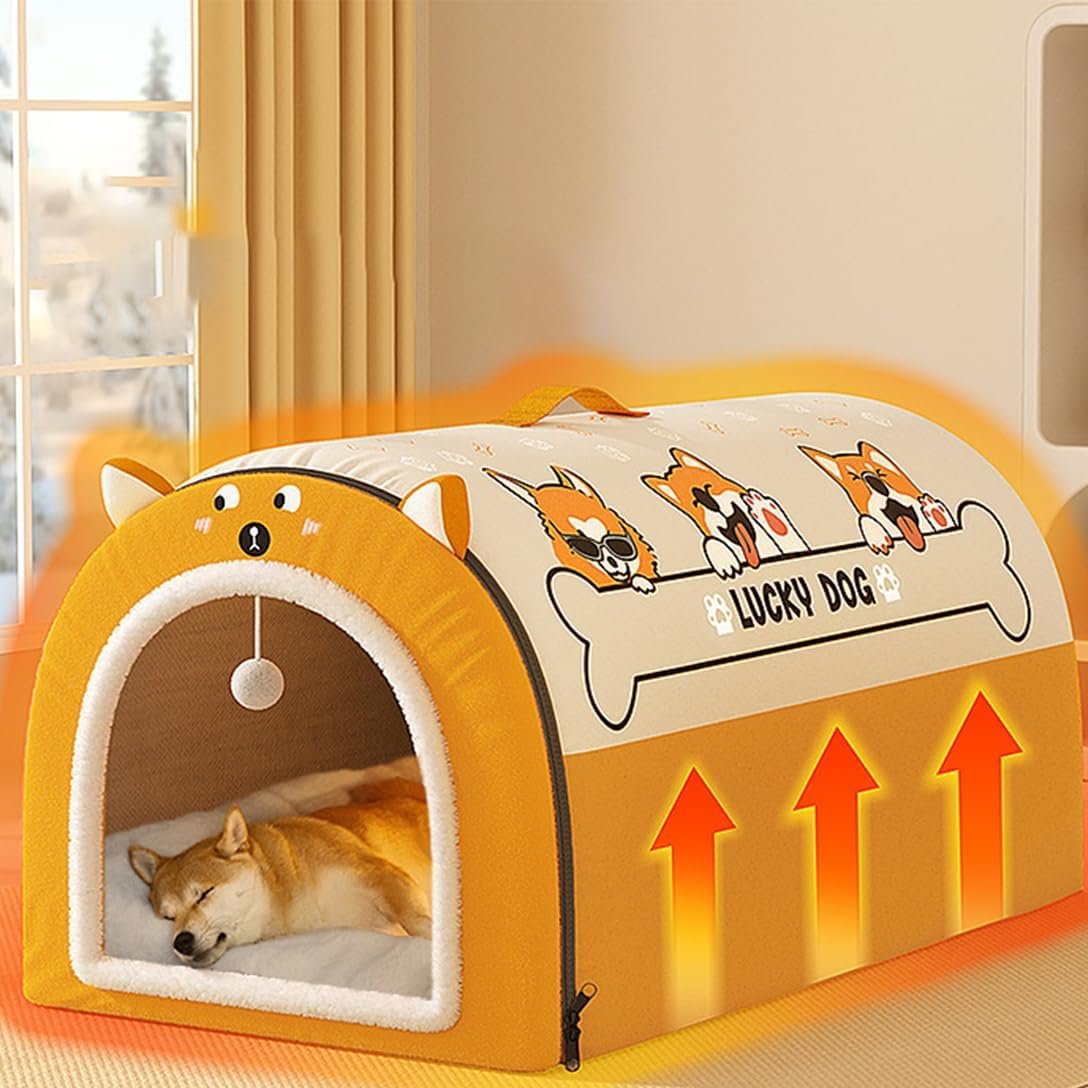 犬のベッド、犬小屋、猫の家、ペットベッド、ペットハウス、ドーム型、ペットクッション、犬と猫用、寝室、サーマル、暖かい、取り外し可能、ペット用品、ふわふわ、洗濯物、冬、滑り止め、滑り止め、保護 - 이미지 2