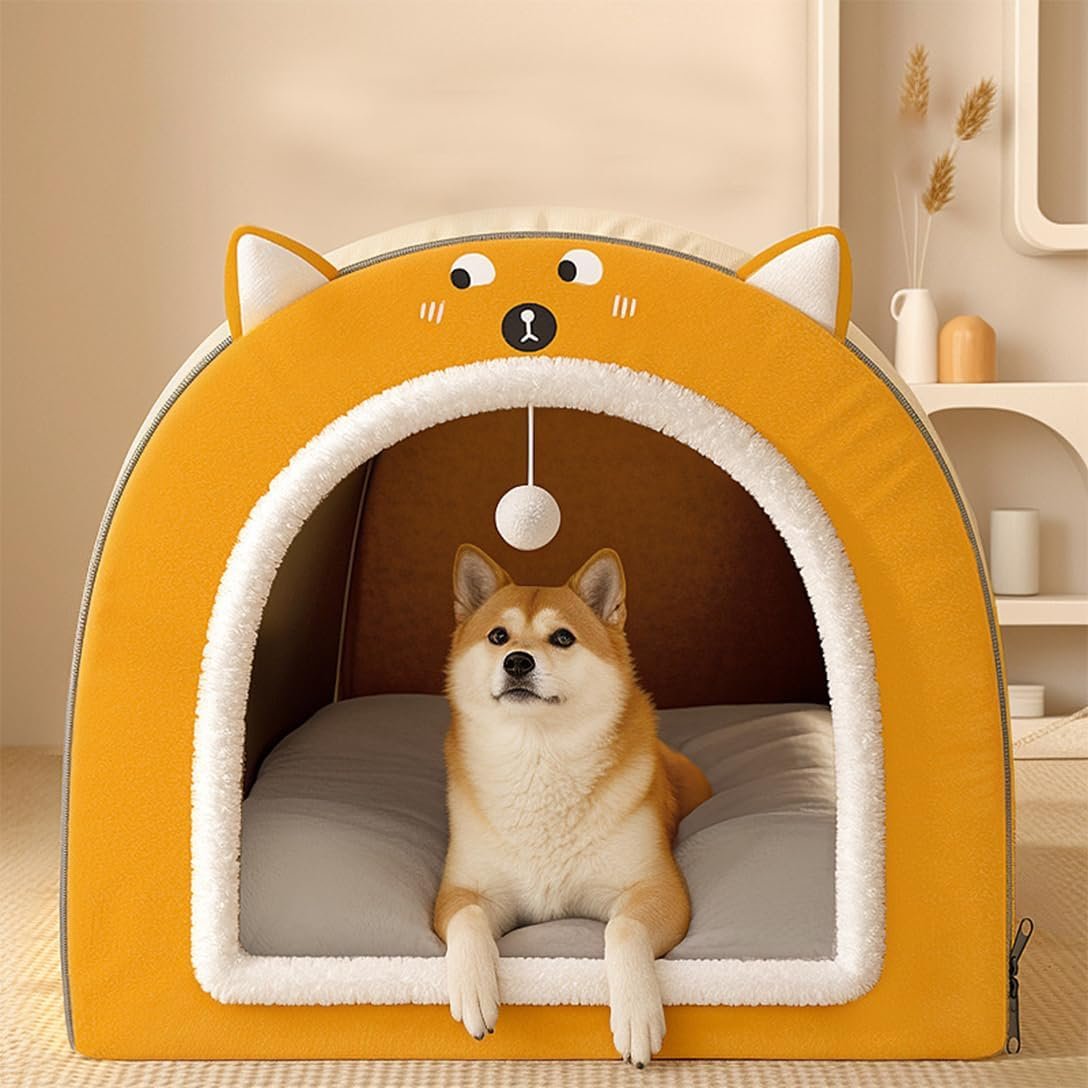 犬のベッド、犬小屋、猫の家、ペットベッド、ペットハウス、ドーム型、ペットクッション、犬と猫用、寝室、サーマル、暖かい、取り外し可能、ペット用品、ふわふわ、洗濯物、冬、滑り止め、滑り止め、保護 - 이미지 4