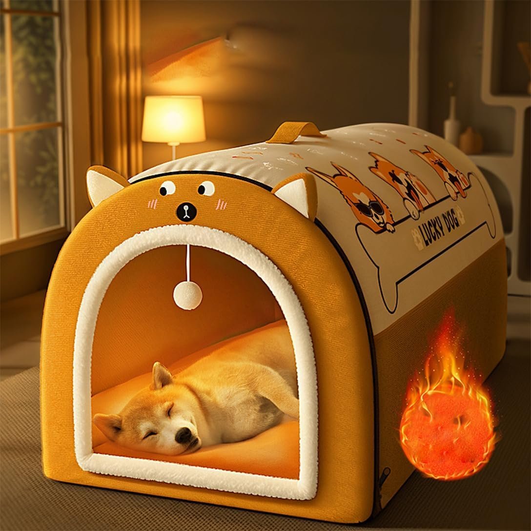 犬のベッド、犬小屋、猫の家、ペットベッド、ペットハウス、ドーム型、ペットクッション、犬と猫用、寝室、サーマル、暖かい、取り外し可能、ペット用品、ふわふわ、洗濯物、冬、滑り止め、滑り止め、保護 - 이미지 3