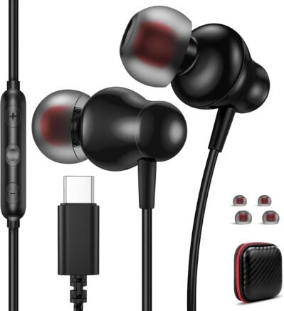 タイプCイヤホン、有線イヤホン、インイヤータイプ、iPhone16、15、Pro Max Plus、iPad10、Air 5、Google Pixel 8、8a、7a、Microphoneが含まれる、呼び出し、Samsung S24、S23、Ultra/Zと互換性のあるマイク、マイク、マイクが含まれています。