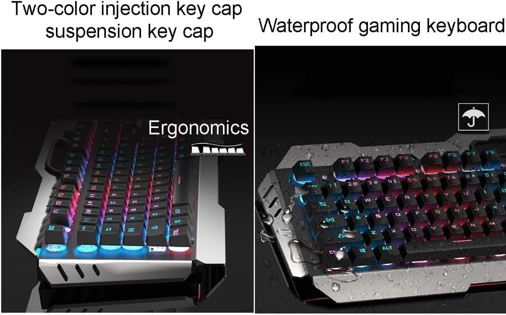 ゲームキーボードWindows PCコンピューターデスクトップマルチメディアノブ、携帯電話ホルダースロット、ノブ人間工学的メカニカルキーボード、防水ゲームキーボードキーボード(色:A) - 이미지 4