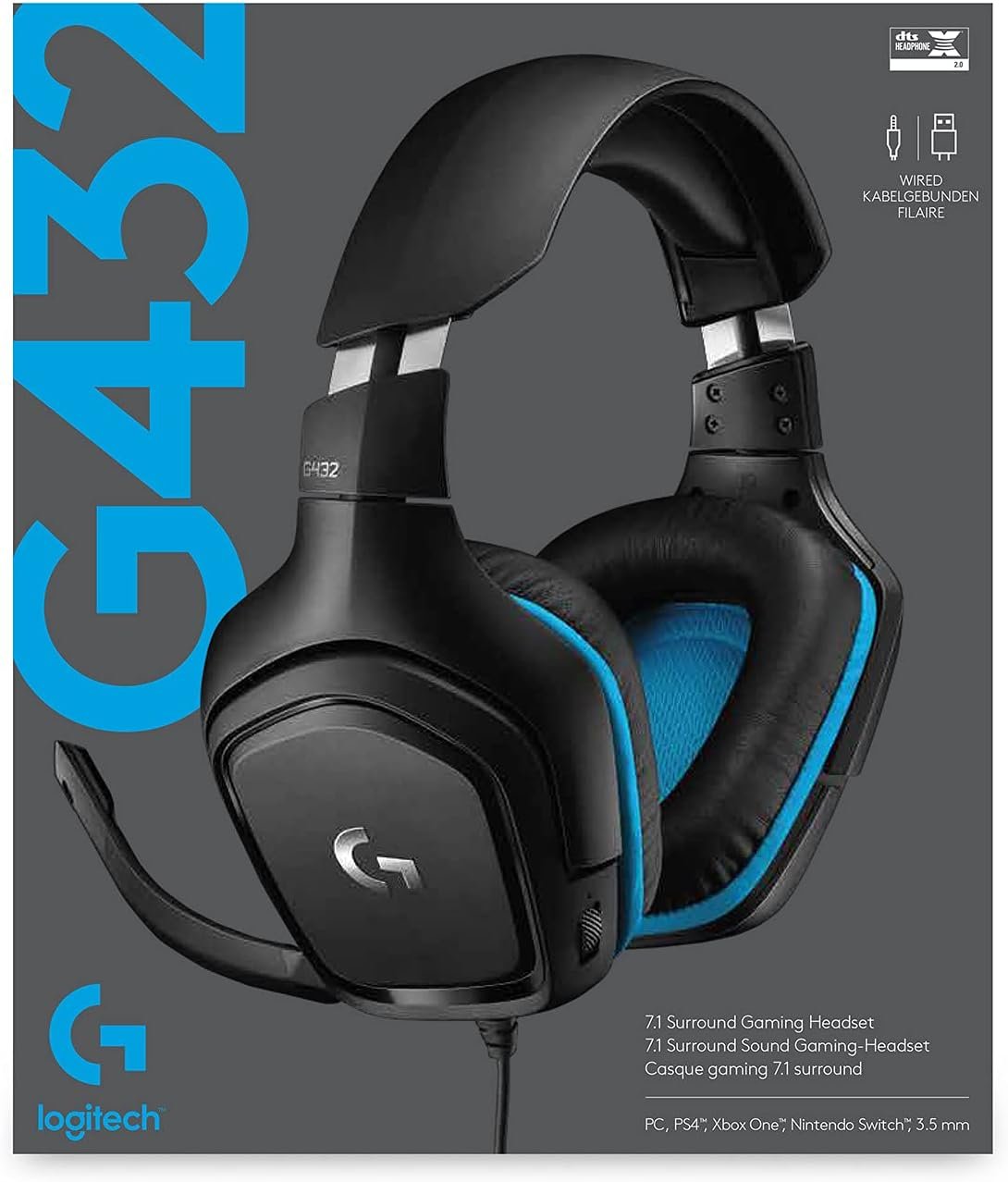 Logitech G432バイノーラルヘッドバンドブラック、青 - 이미지 6