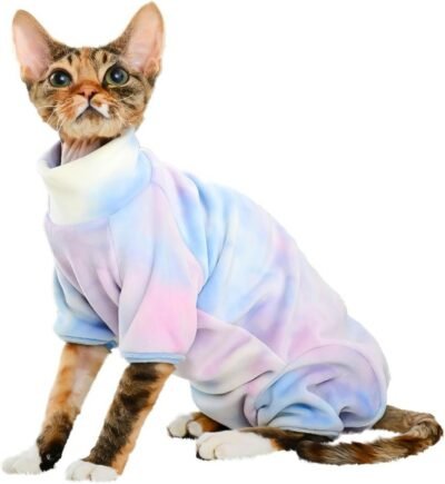 uosia sphinx cat服猫冬のプルオーバーパジャマ猫ジャンプスーツソフトパジャマ子犬袖、暖かいアパレル、寒い天気のためのジャンプスーツアパレル