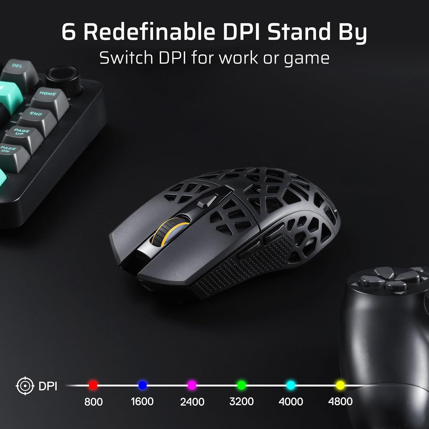 LTC GM023トライモードワイヤレスゲーミングマウス、79G超軽量ハニカム人間工学的ゲーミングマウス、PAW3104センサー、6ステージDPI 4800、6プログラム可能なボタン、プロフェッショナルソフトウェア - 이미지 4