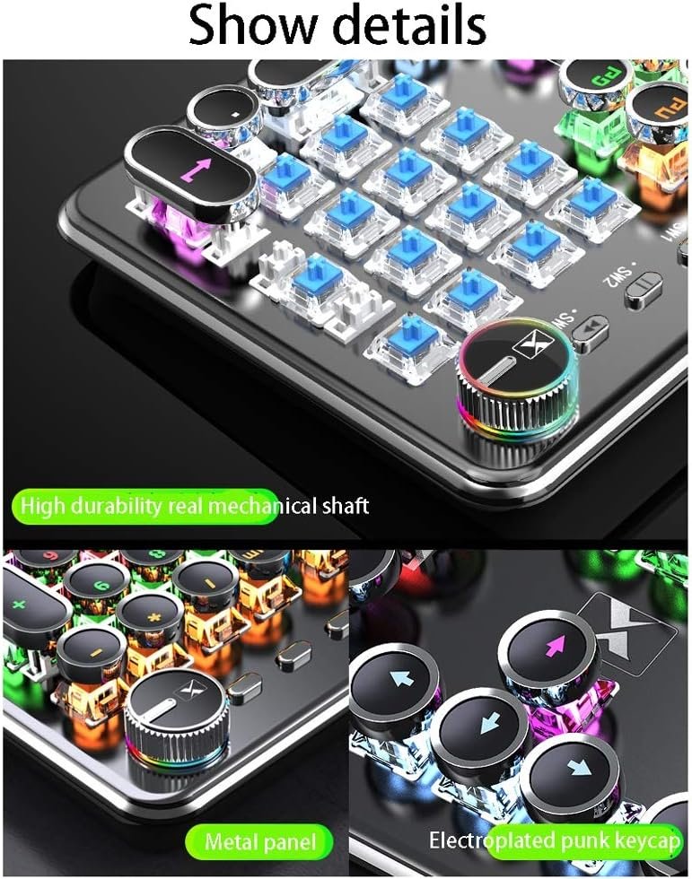 Windows用のゲームキーボード専用のキーボードPCメカニカルゲームキーボードゲームデスクトップラップトップキーボード有線キーボード(色:メタルブラック - ノブ) - 이미지 4