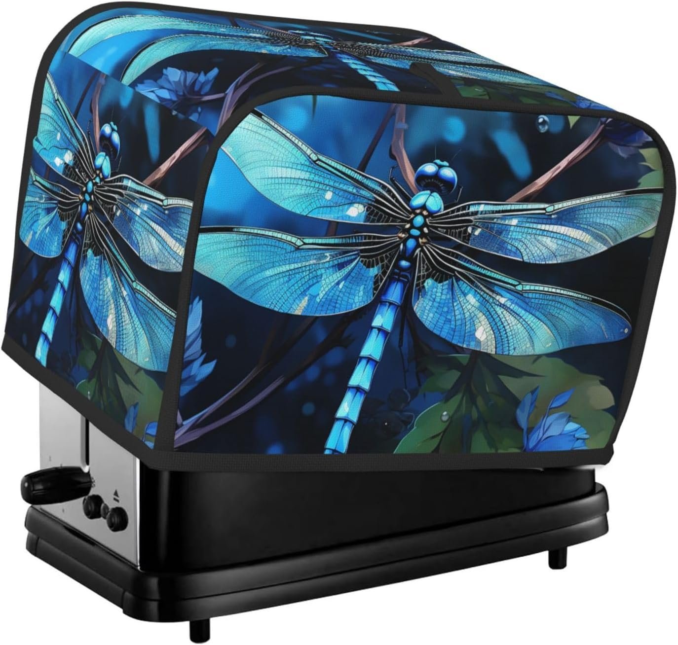 トースターカバー2スライス、アートブルートンボブレッドトースターオーブンカバーオーブンカバー洗濯可能トースターカバー小型家電カバー耐熱皿プロテクター