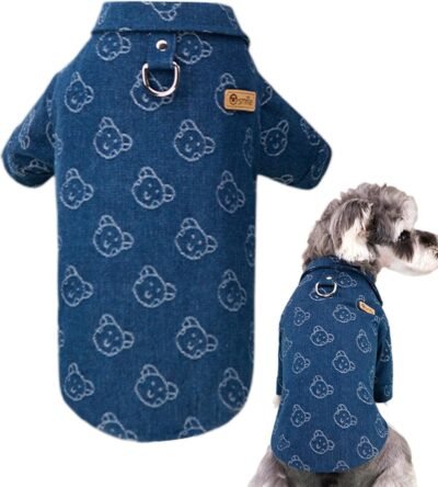 犬用シャツ -小型犬用デニムシャツ、暖かい犬のアパレル、柔らかい子犬の服、旅行、子犬、ペット用のかわいい犬の服