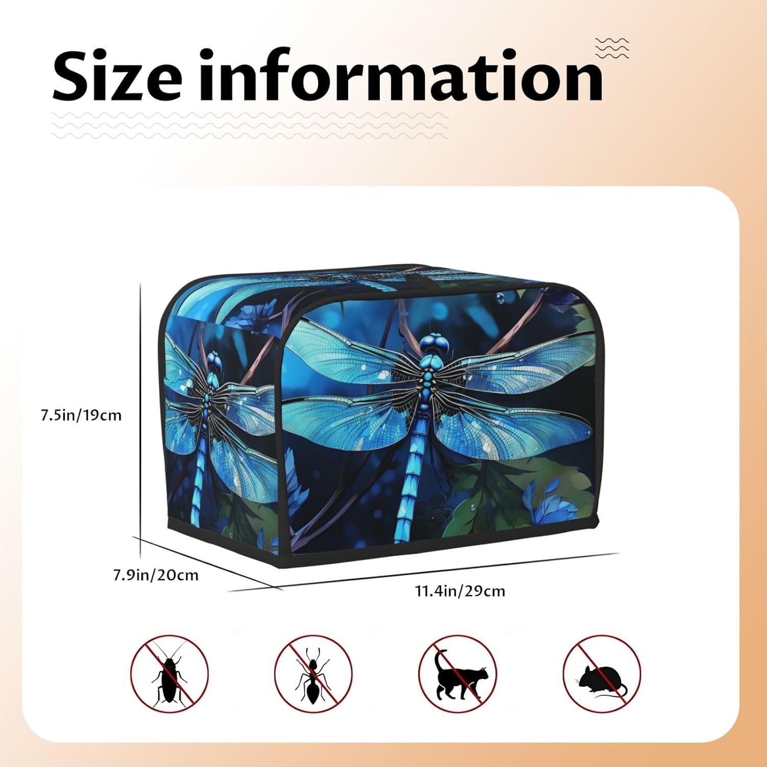 トースターカバー2スライス、アートブルートンボブレッドトースターオーブンカバーオーブンカバー洗濯可能トースターカバー小型家電カバー耐熱皿プロテクター - 이미지 5