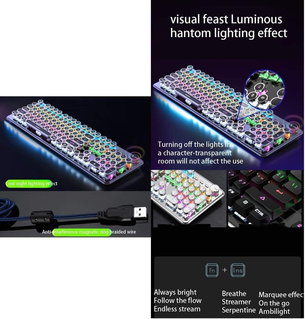 Windows用のゲームキーボード専用のキーボードPCメカニカルゲームキーボードゲームデスクトップラップトップキーボード有線キーボード(色:メタルブラック - ノブ) - 이미지 6