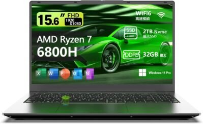 Vetesa AMD Ryzen 9 6900HX DDR5ゲームラップトップ、32 GB、1TB NVME SSD、RADEON 680M、8C16T、高速熱散逸、静か、FHD1080P、IPSワイドビューニング角度、WebCam、WIFI6、タイプC（データ）、フィンガープリント