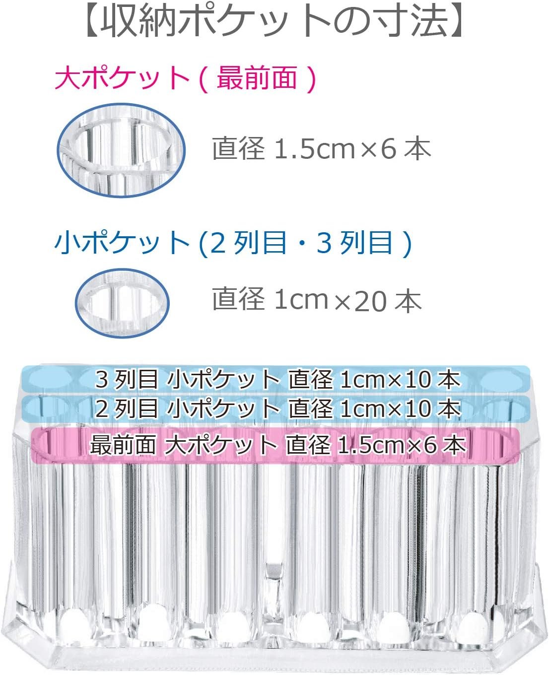 ColorFylcoco COSMETIC STORAGE LARTY CAPIRY MAKEUP PENCIL PEN STAND 26ポケットペンホルダーリップライナーアイライナーメイクアップブラシストレージアクリルホルダーアクリルスタンド - 이미지 6