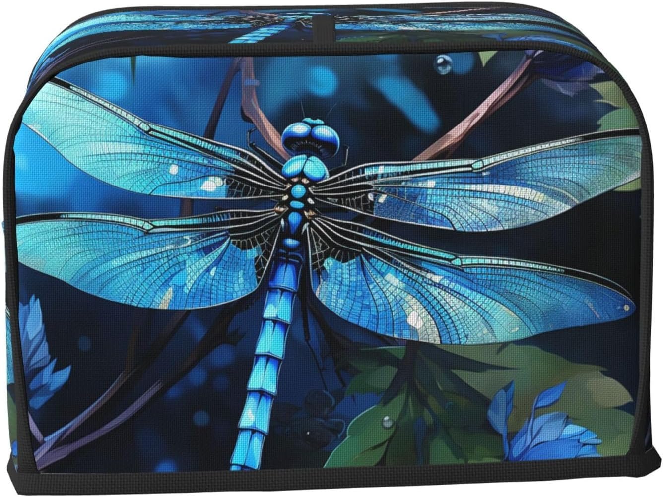 トースターカバー2スライス、アートブルートンボブレッドトースターオーブンカバーオーブンカバー洗濯可能トースターカバー小型家電カバー耐熱皿プロテクター - 이미지 2