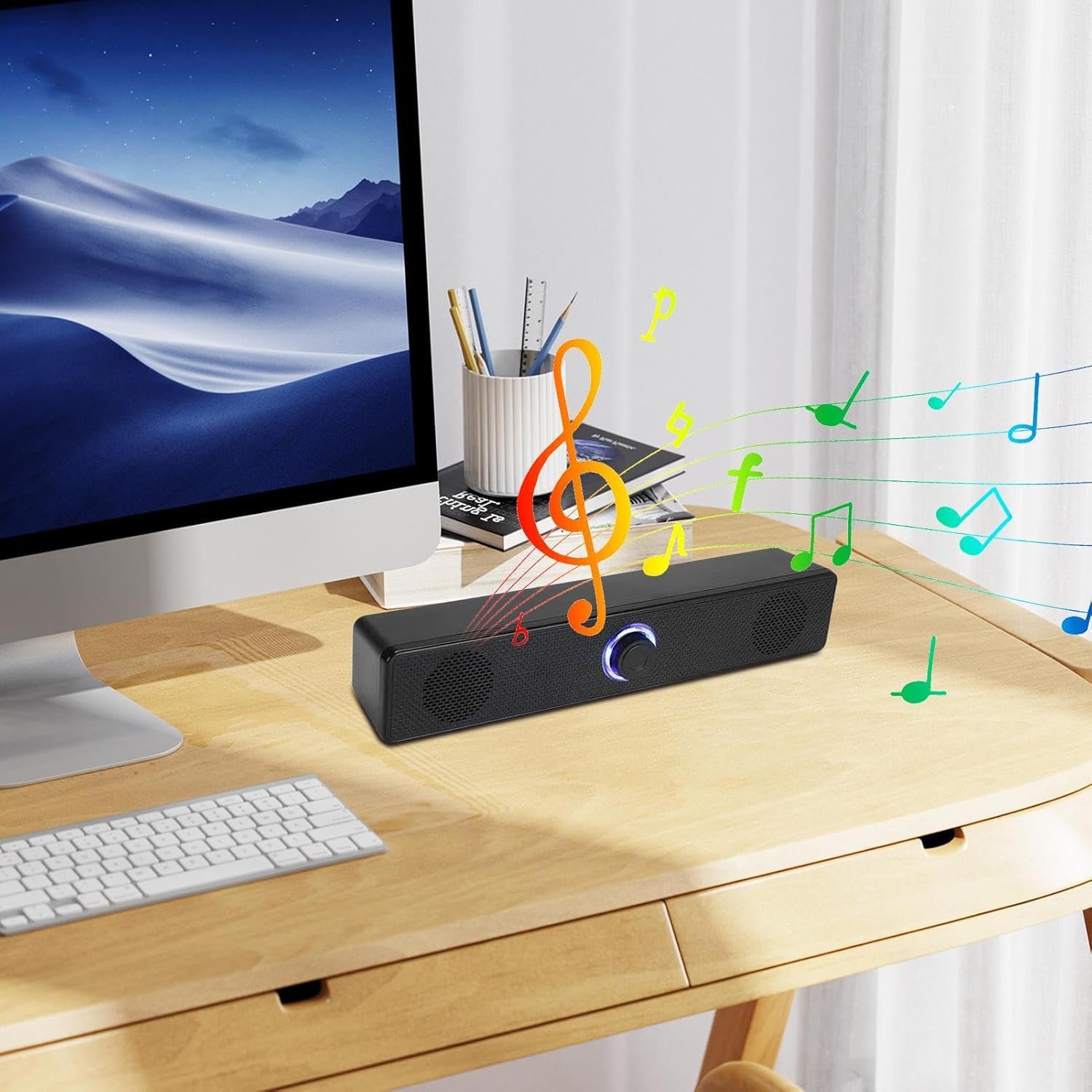 ホームオーディオサウンドバー - 自動ボリュームブーストスピーカー、プロジェクターゲーム用ワイヤレスディープベースサウンドシステムPC TVラップトップデスクトップ - 이미지 9
