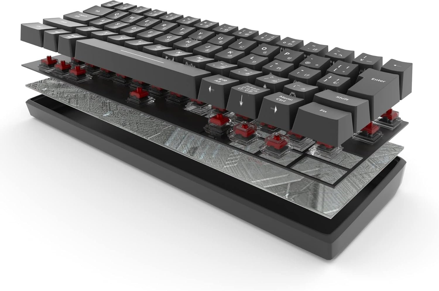 KIMOCA Wireless Mechanical Keyboard, Japanese Layout, Mechanical Gaming Keyboard, 63 Keys, Compact, Bluetooth, Wireless, USB, Wired, 2.4G, Waterproof, Rechargeable, RGB LED Backlight, For - 이미지 2