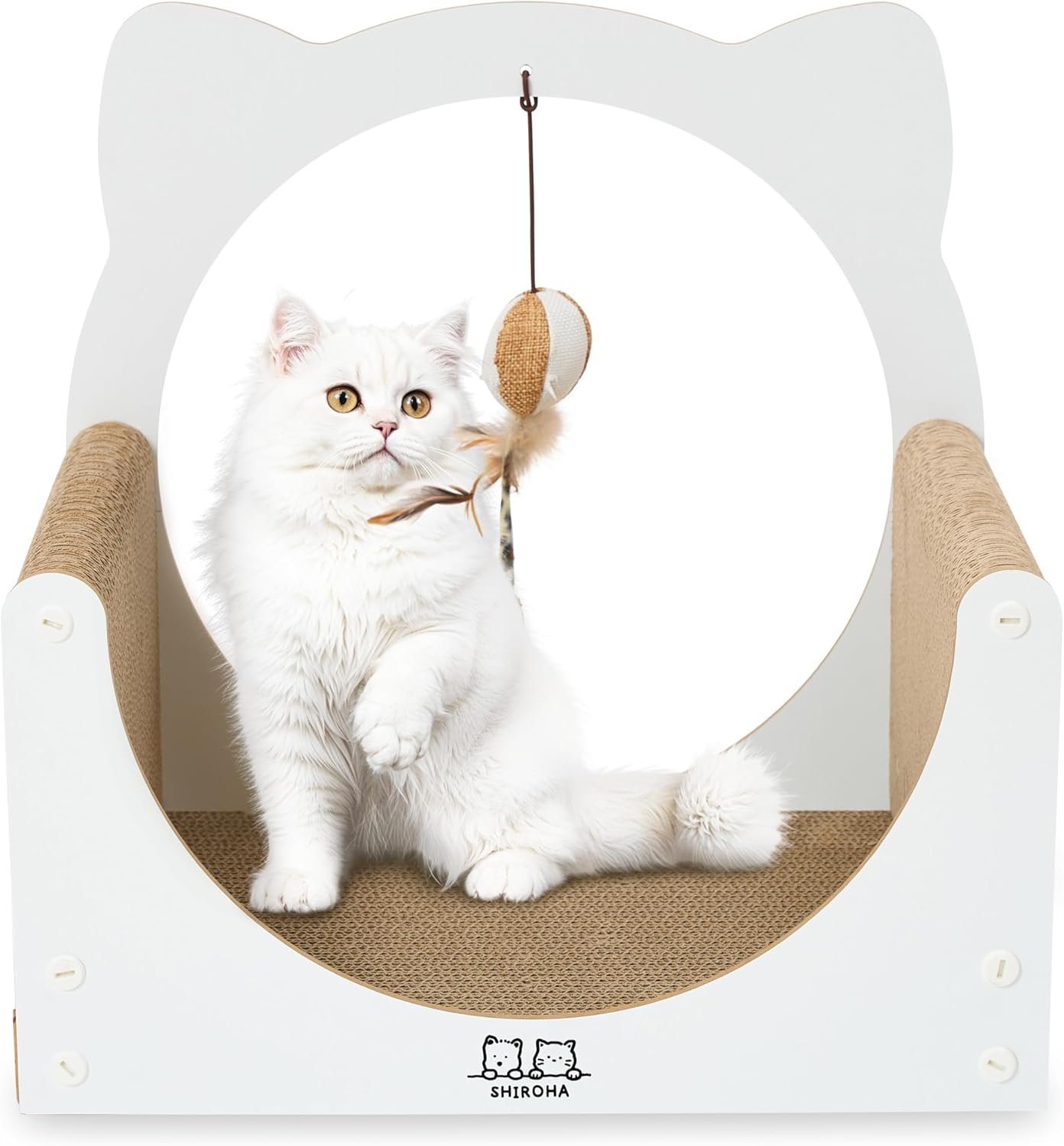 SHIROHA Cat Claw Sharpener Scratcher High Density Reinforced Cardboard Long Lasting Durable Nail Sharpener Toy with Catnip Double-Sided Clean White Color