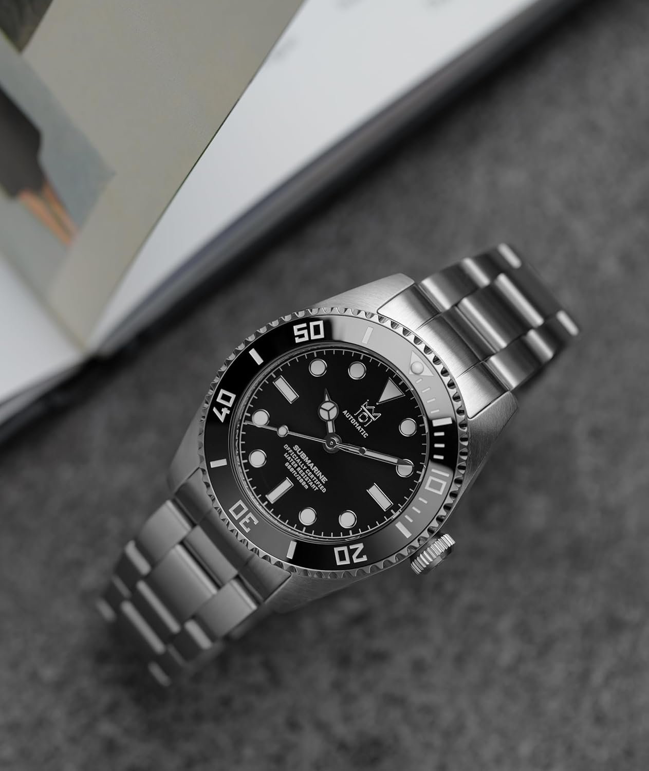 Hyakuichi 101 No.16n Hyakuichi 1.5インチ(38 mm)20 ATM耐水性自動ダイバーウォッチセラミックベゼル非日付メカニカルリストウォッチ自動黒人男性女性ユニセックス、ブラック、クラシック - 이미지 4