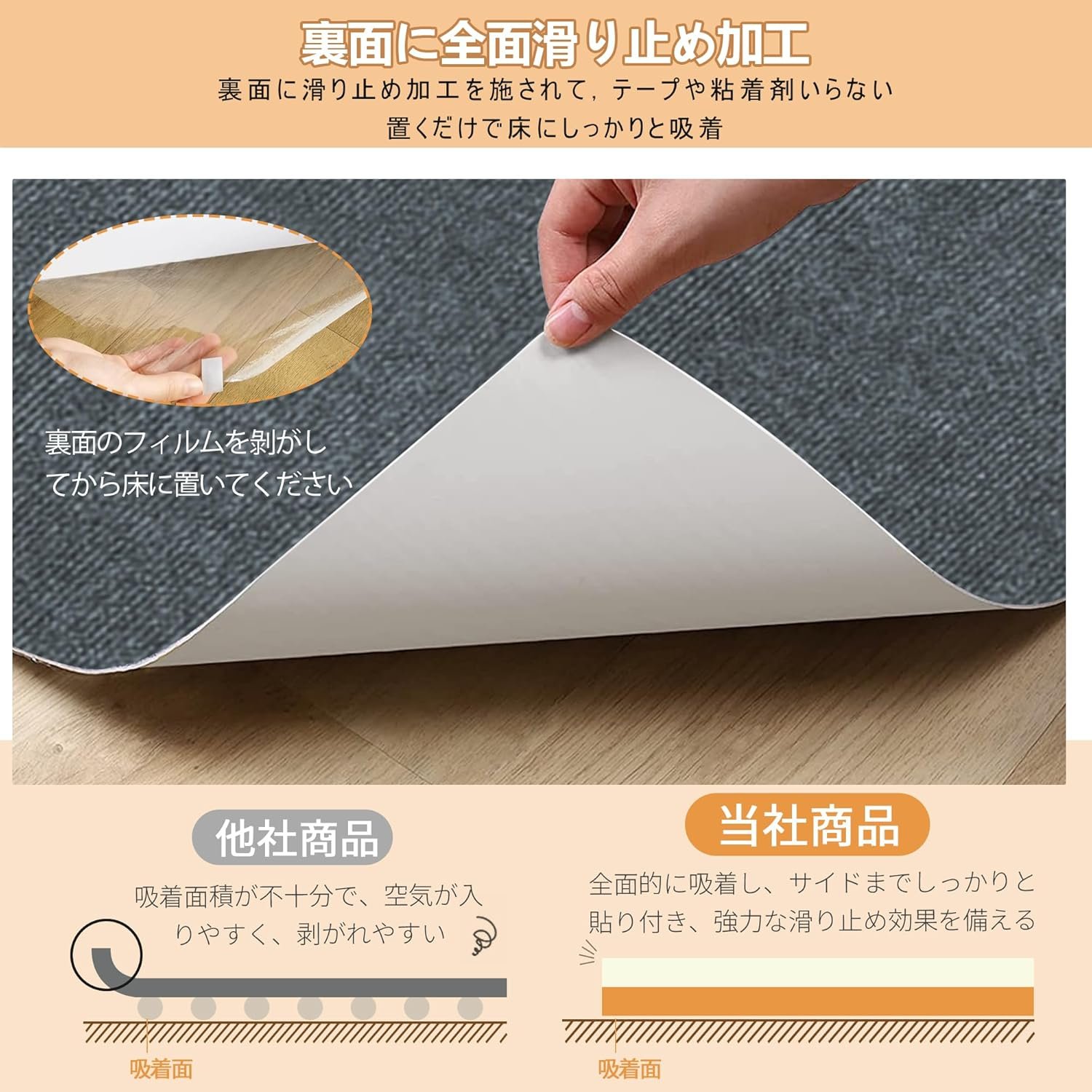 (Amazon Limited Brand)デスクチェアマット、ゲームチェアマット、ダイニングマット、HDMOD、床保護マット、特大サイズ70.9 x 55.1インチ(180 x 140 cm)、抗菌、カビ、非滑り、非滑り、 - 이미지 3