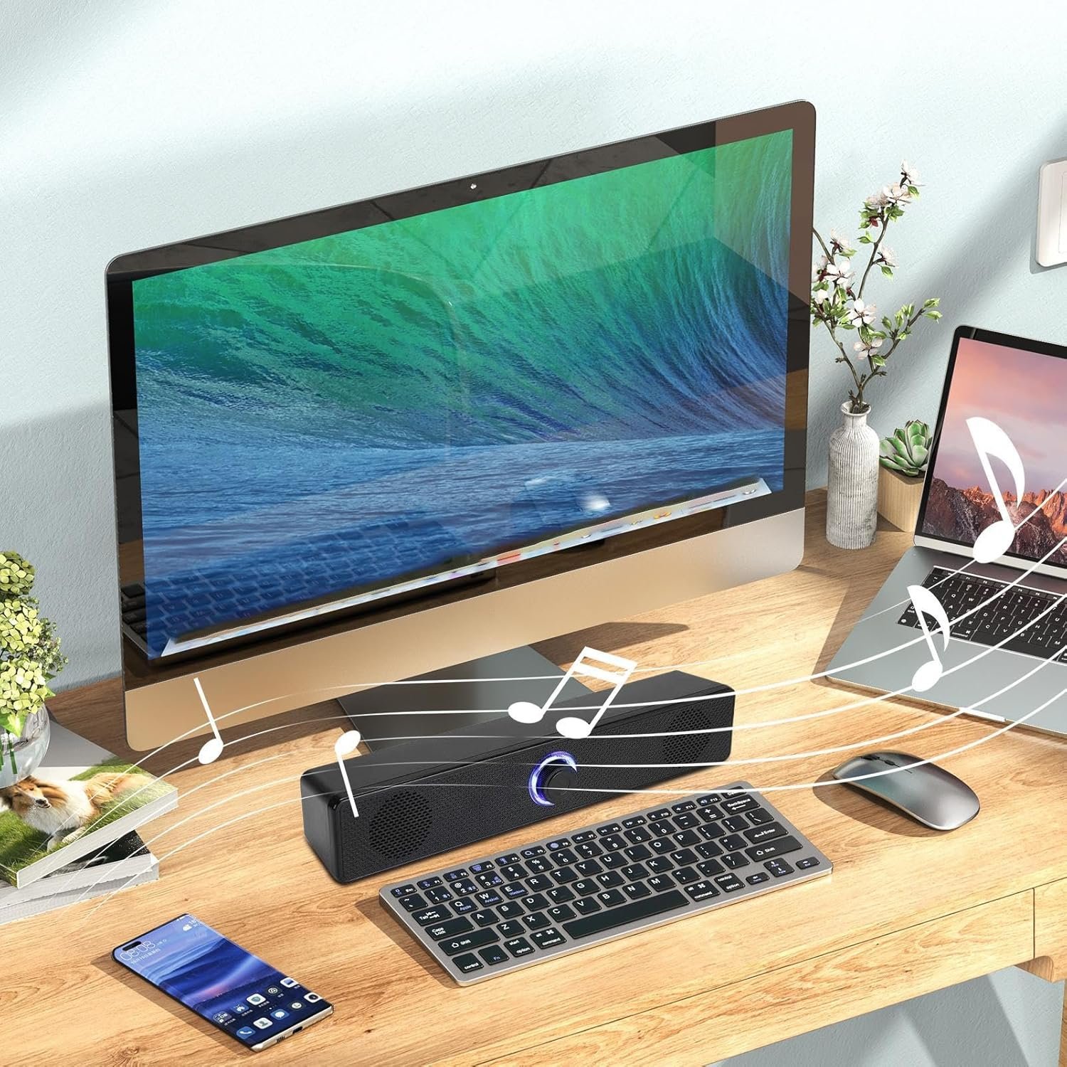 ワイヤレス、pc用サウンドバー用サウンドバー、ディープベースディープベースワイヤレスサウンドシステムノートパソコンテレビゲーム用pc - 이미지 2