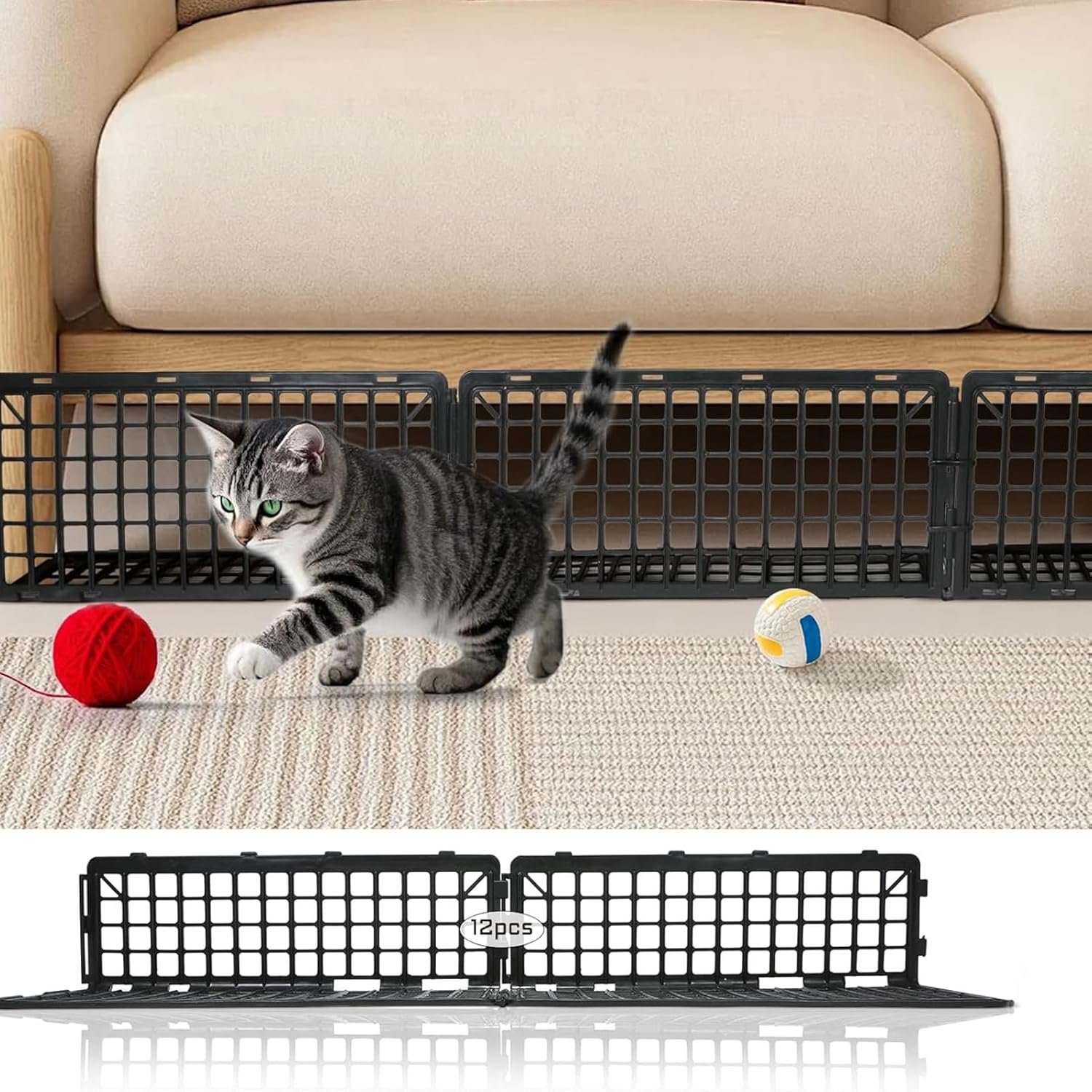 ベッド下用ベッドブロッカー| ベッドの下のブロッカーがおもちゃを防ぐ| ペット/リビングルーム/プレイルーム家具/家/猫/寝室/犬用の保護ストッパー - 이미지 8