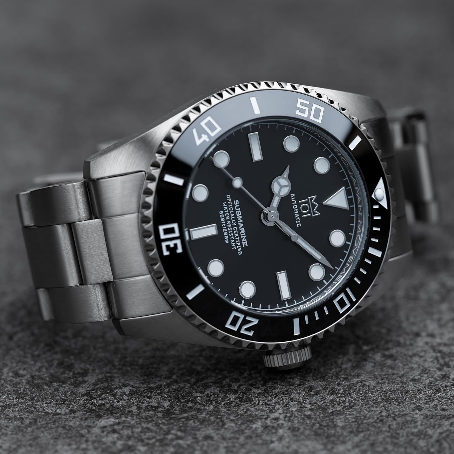 Hyakuichi 101 No.16n Hyakuichi 1.5インチ(38 mm)20 ATM耐水性自動ダイバーウォッチセラミックベゼル非日付メカニカルリストウォッチ自動黒人男性女性ユニセックス、ブラック、クラシック - 이미지 2