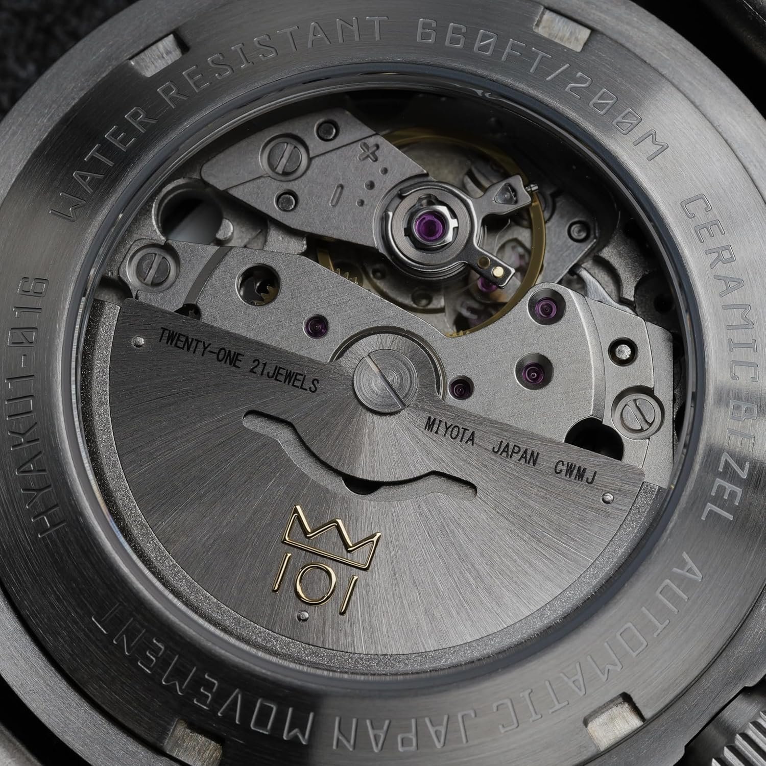 Hyakuichi 101 No.16n Hyakuichi 1.5インチ(38 mm)20 ATM耐水性自動ダイバーウォッチセラミックベゼル非日付メカニカルリストウォッチ自動黒人男性女性ユニセックス、ブラック、クラシック - 이미지 7