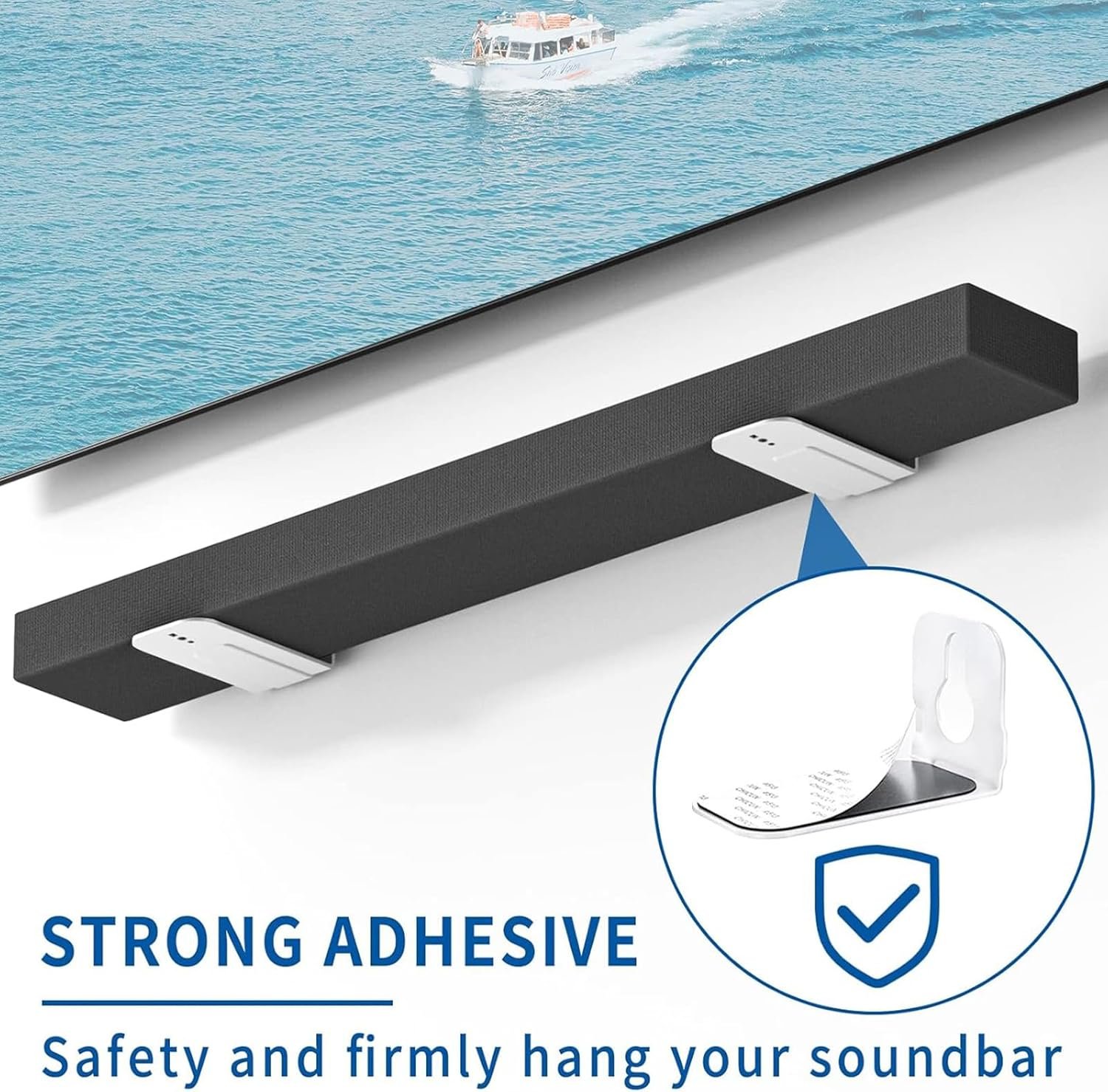 ホワイトサウンドバー壁取り付けハードウェアセットスピーカーの互換性20ポンドのサウンドバーウォールマウントキットインストールマニュアルが含まれています - 이미지 2