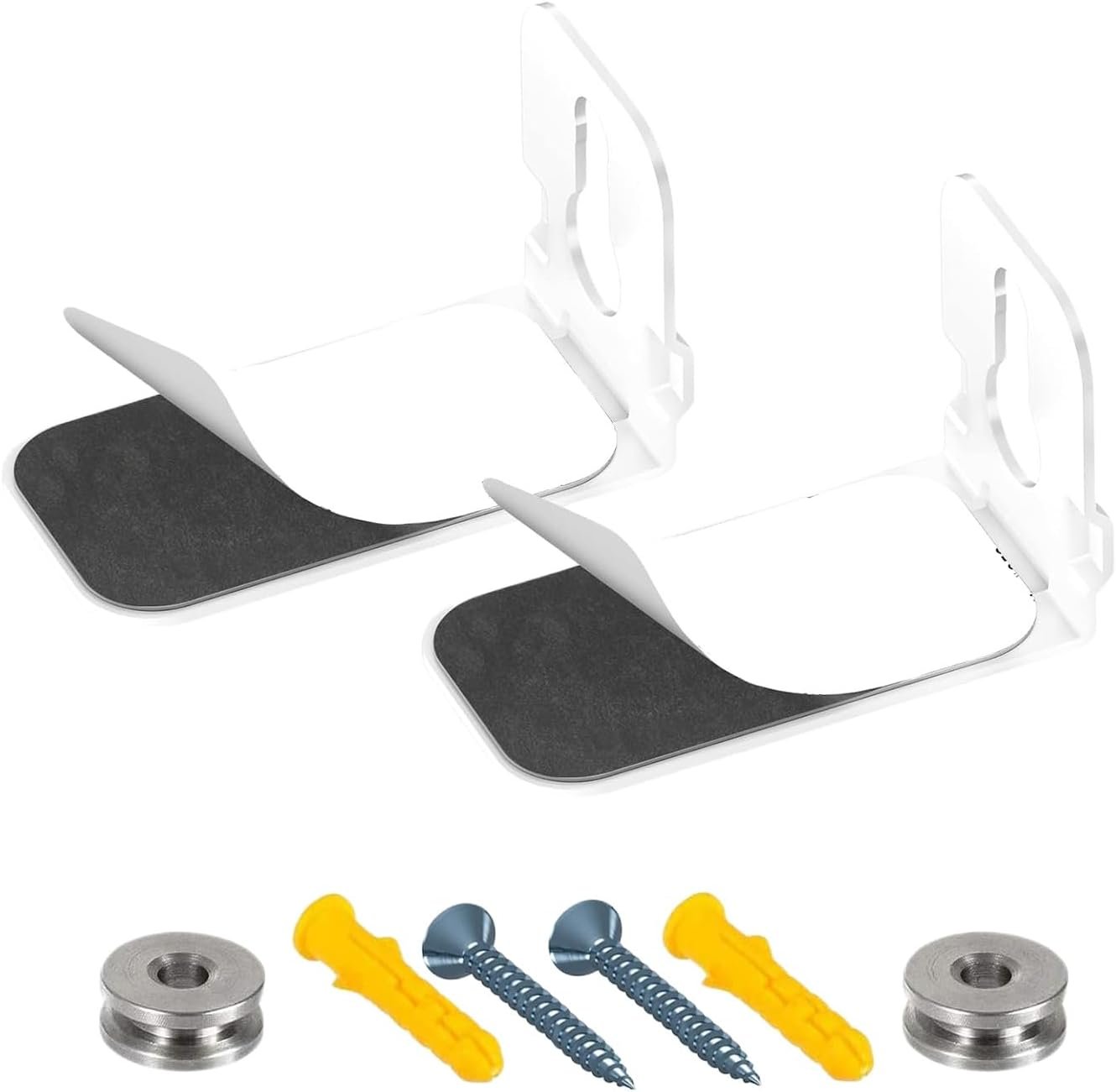 ホワイトサウンドバーの壁マウントハードウェアセット20ポンドの調整可能なサウンドバーマウントブリックウォールウッドスタッドと互換性のあるユニバーサルスピーカー