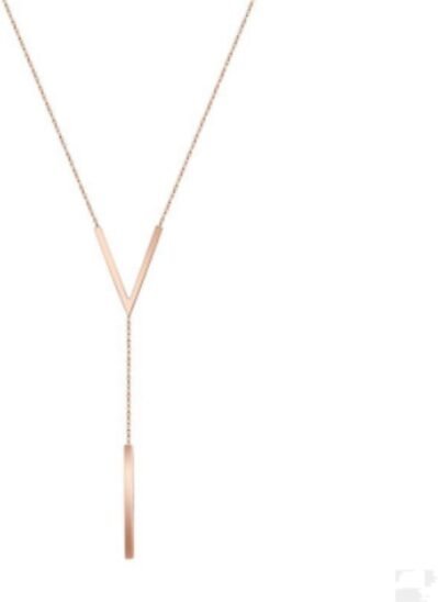 fivihoc®女性の人気ネックレス18kピンクゴールドVシェイプペンダントクラビクルネックレスジュエリーバレンタインデーギフト、ステンレス鋼