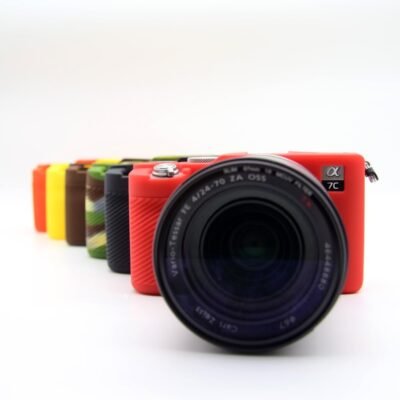 A7Cアルファ7C -保護シリコンデジタル一眼レフスキンカバー、取り外し可能なケージ、耐衝撃、防塵（レッド）